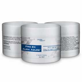 Pro 2x Aura Azure Cream - Anti Aging Day & Night Cream - 2 Month Supply - Nourishing Antioxidant Skin Cell Formula with Collagen - Hydrate - Lift - Firm - Help Improve Wrinkles, Skin Tone, & Redness