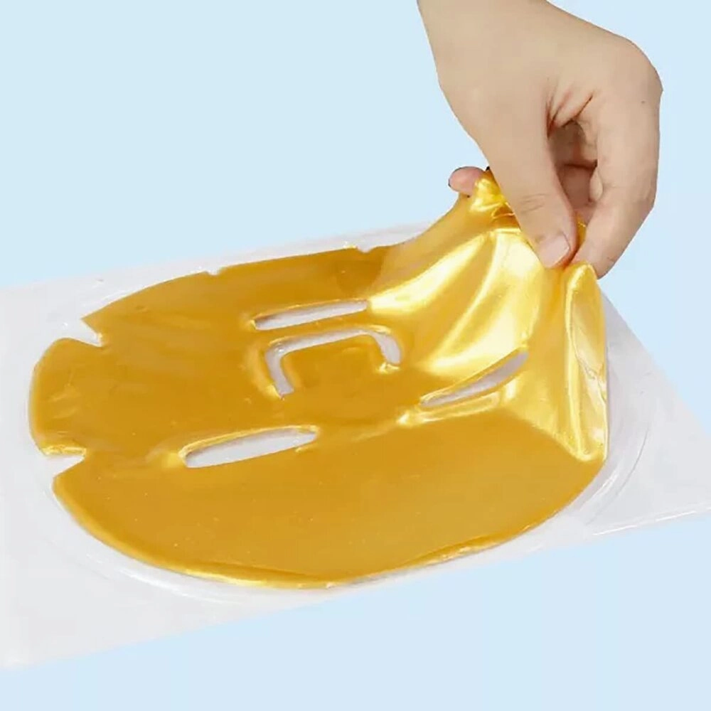 Professional 24k Gold Collagen Gel Facial Masks with Hyaluronic Acid for Tightening, Brightening, Anti Aging, Firming and Hydrating / Pack of 10 Masks
