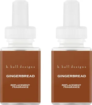 Pura & K. Hall Designs Home Scent Refill - Smart Home Air Diffuser - Up to 120-Hours of Premium Fragrance per Refill - Household Essential - Clean Diffuser Fragrance - 2 Pack, Gingerbread