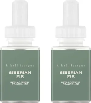 Pura & K. Hall Designs Home Scent Refill - Smart Home Air Diffuser - Up to 120-Hours of Premium Fragrance per Refill - Household Essential - Clean Diffuser Fragrance - 2 Pack, Siberian Fir