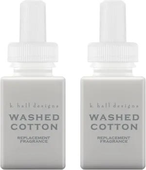 Pura & K. Hall Designs Home Scent Refill - Smart Home Air Diffuser - Up to 120-Hours of Premium Fragrance per Refill - Household Essential - Clean Diffuser Fragrance - 2 Pack, Washed Cotton