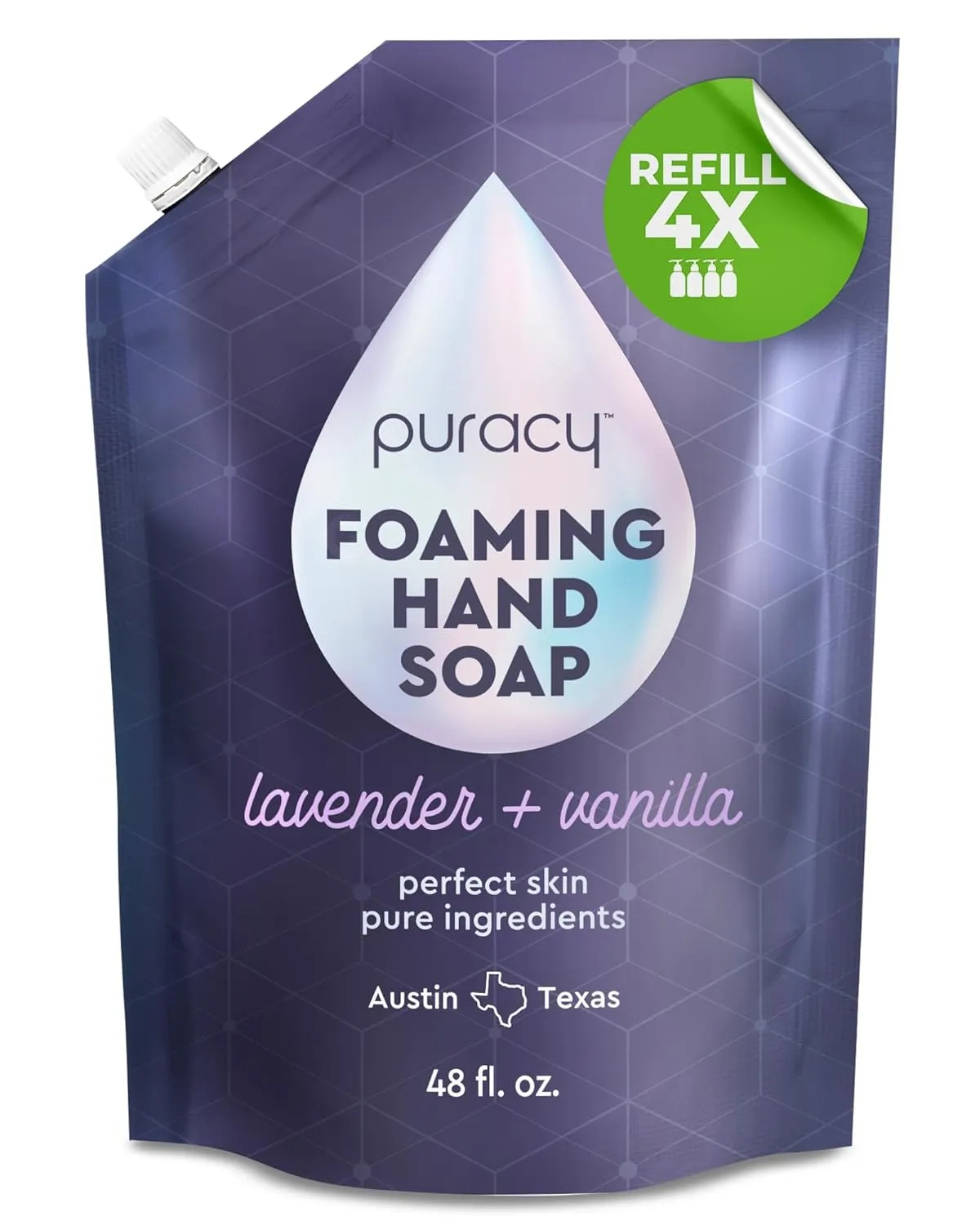 Puracy Foaming Hand Soap Refill - Plant-Powered Natural Hand Soap As Seen on TikTok, Non-Toxic, Sulfate-Free Liquid Soap, Moisturizing Foam Handwash Liquid (Lavender & Vanilla, 48 fl oz)