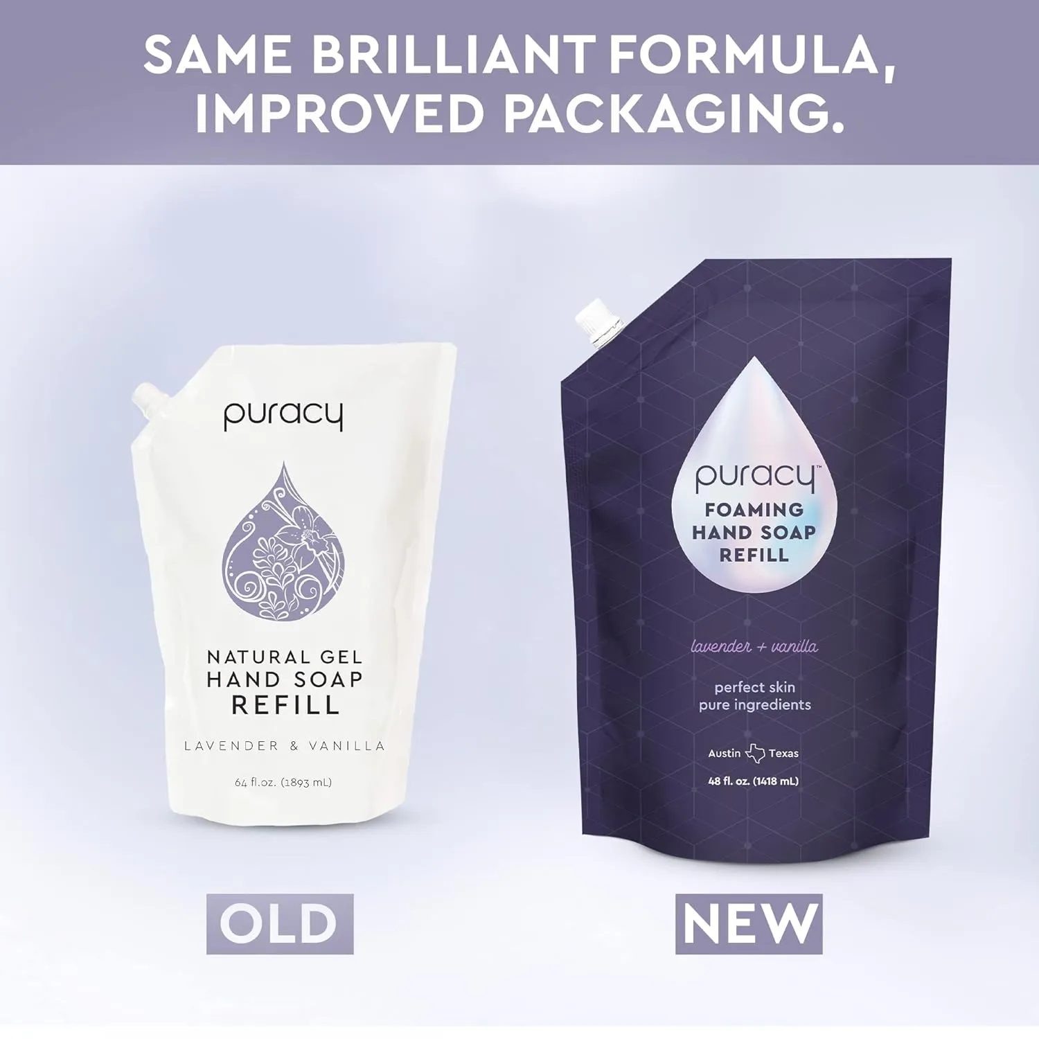 Puracy Foaming Hand Soap Refill - Plant-Powered Natural Hand Soap As Seen on TikTok, Non-Toxic, Sulfate-Free Liquid Soap, Moisturizing Foam Handwash Liquid (Lavender & Vanilla, 48 fl oz)