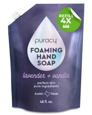 Puracy Foaming Hand Soap Refill - Plant-Powered Natural Hand Soap As Seen on TikTok, Non-Toxic, Sulfate-Free Liquid Soap, Moisturizing Foam Handwash Liquid (Lavender & Vanilla, 48 fl oz)