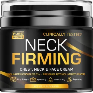 PURE RESEARCH Neck Firming Cream - Anti Wrinkle Cream Day & Night Face Neck and Décolleté Cream - Moisturizing, Lifting & Hydrating