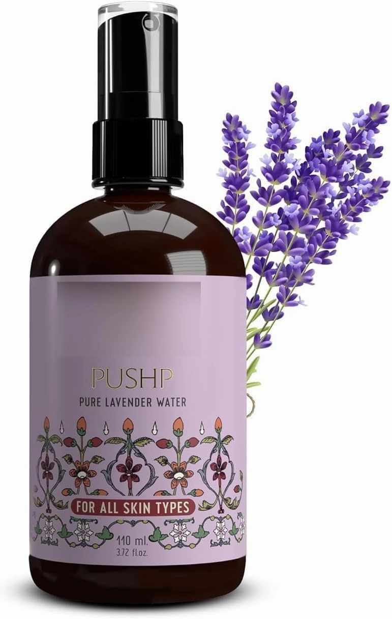 Pushp Pure Lavender Water | Soothes Skin, Fights Acne & Relaxes Mind | with Lavender Oil | 110Ml