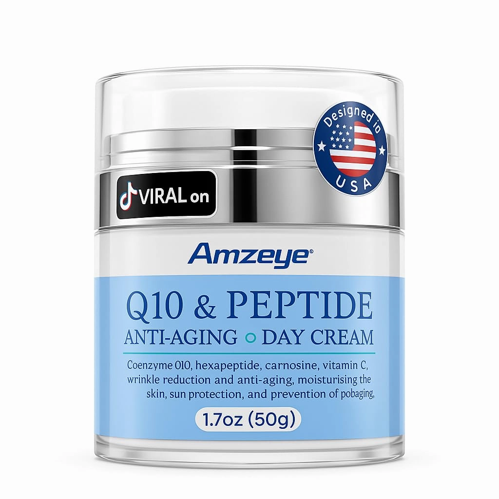 Q10 Peptide Anti Aging Face Cream for Women – Day Moisturizer with Retinol, Collagen, Hyaluronic Acid & Vitamin C – Firming & Wrinkle Cream for Face, Made in USA – 1.7oz