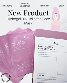 Queen Paul Bio-Collagen Real Deep Mask, Hydrating Pore Minimizing Face Mask, 20g x 4 Pieces, Anti-Aging Wrinkle Smoothing