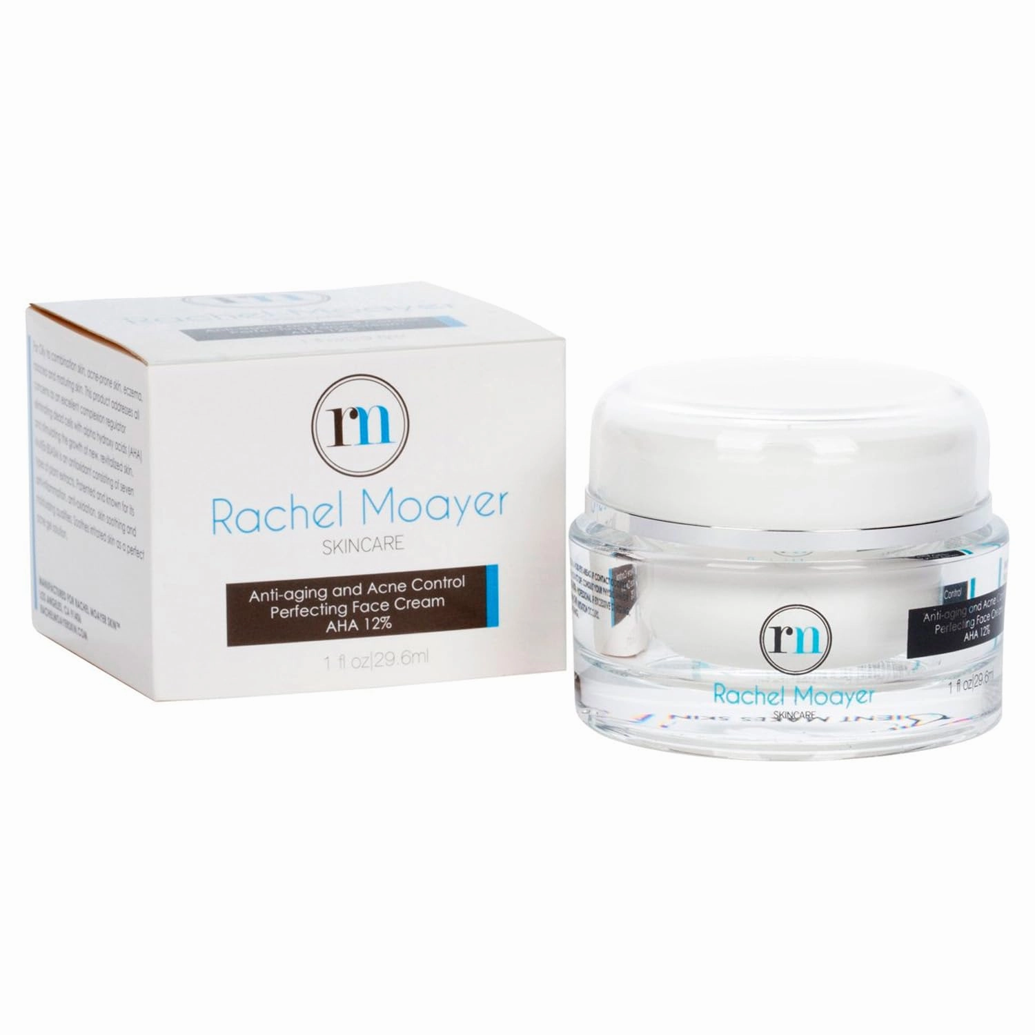 Rachel Moayer Skin RM Anti-Aging Face Cream, AHA 12%, Acne Control & Anti-Wrinkle Moisturizer, Hydrating Peptide Collagen Production for Men & Women