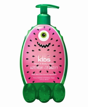 Raw Kids Hand & Body Lotion, Scent: Watermelon   Strawberry (Crafted with soothing Cold Press Extracts, Chamomile, Aloe & Shea Butter) - 12oz PUMP