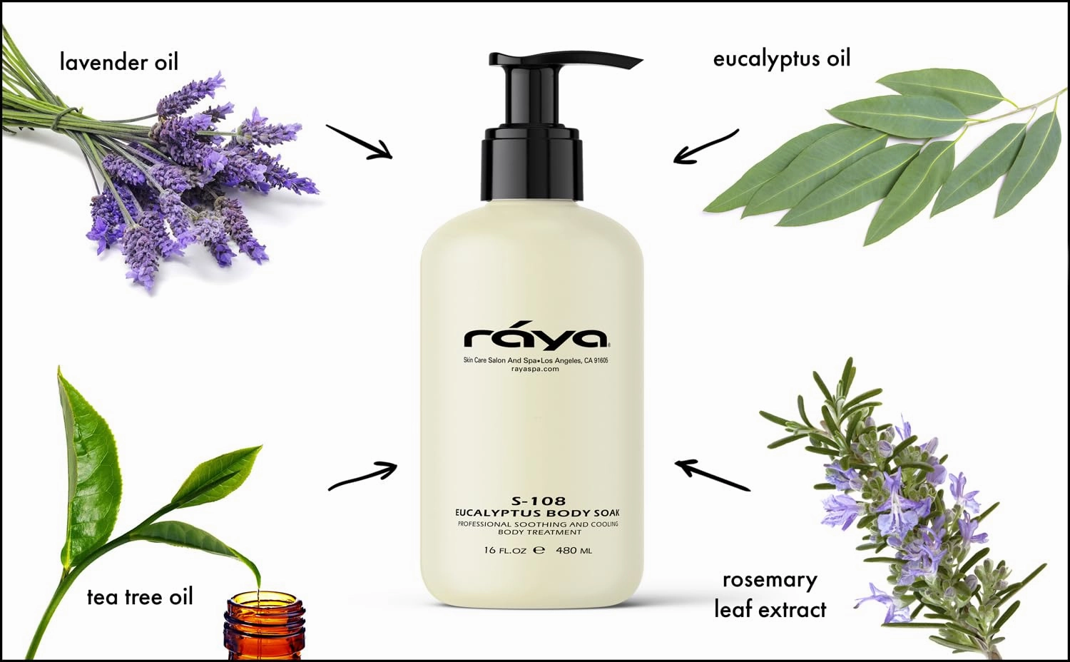 RAYA Eucalyptus Body Soak 16 oz (S-108) | Relaxing Treatment for the Feet, Hands, and Body | Soothing, Conditioning, and Calming | Made with Eucalyptus, Tea Tree, and Lavender Oils