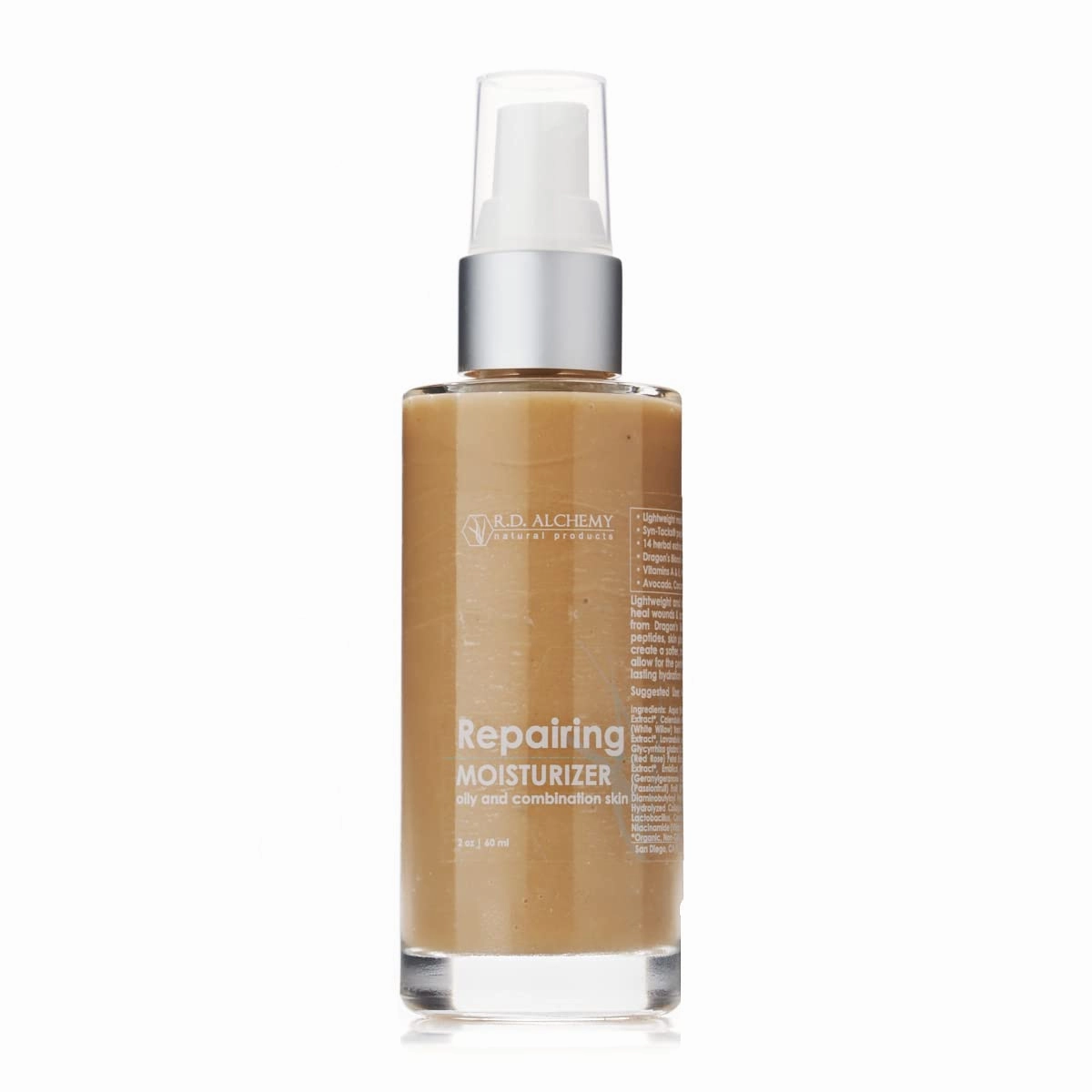RD Alchemy - 99% Natural & Organic Repairing Moisturizer for Normal to Oily Skin - Perfect for Acne, blemish scars, dry, damaged skin that needs a lightweight, healing moisturizer with peptides and