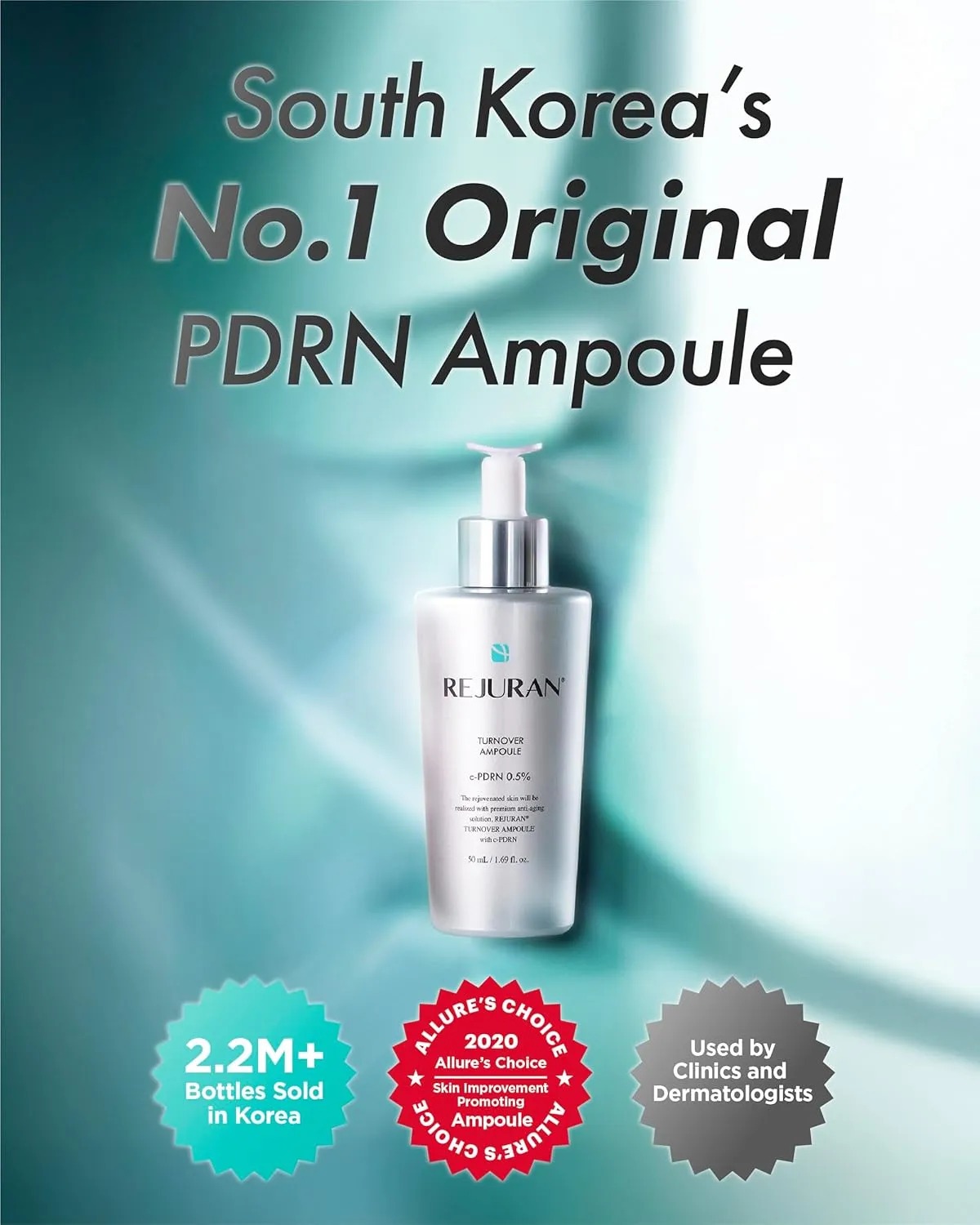 REJURAN® Turnover Ampoule, c-PDRN® (Larger Size) – Original Salmon DNA PDRN Face Serum for Firming, Hydrating, Radiant Glass Skin with Visible Anti-Aging Results. Korean Skin Care (1.69 fl oz)