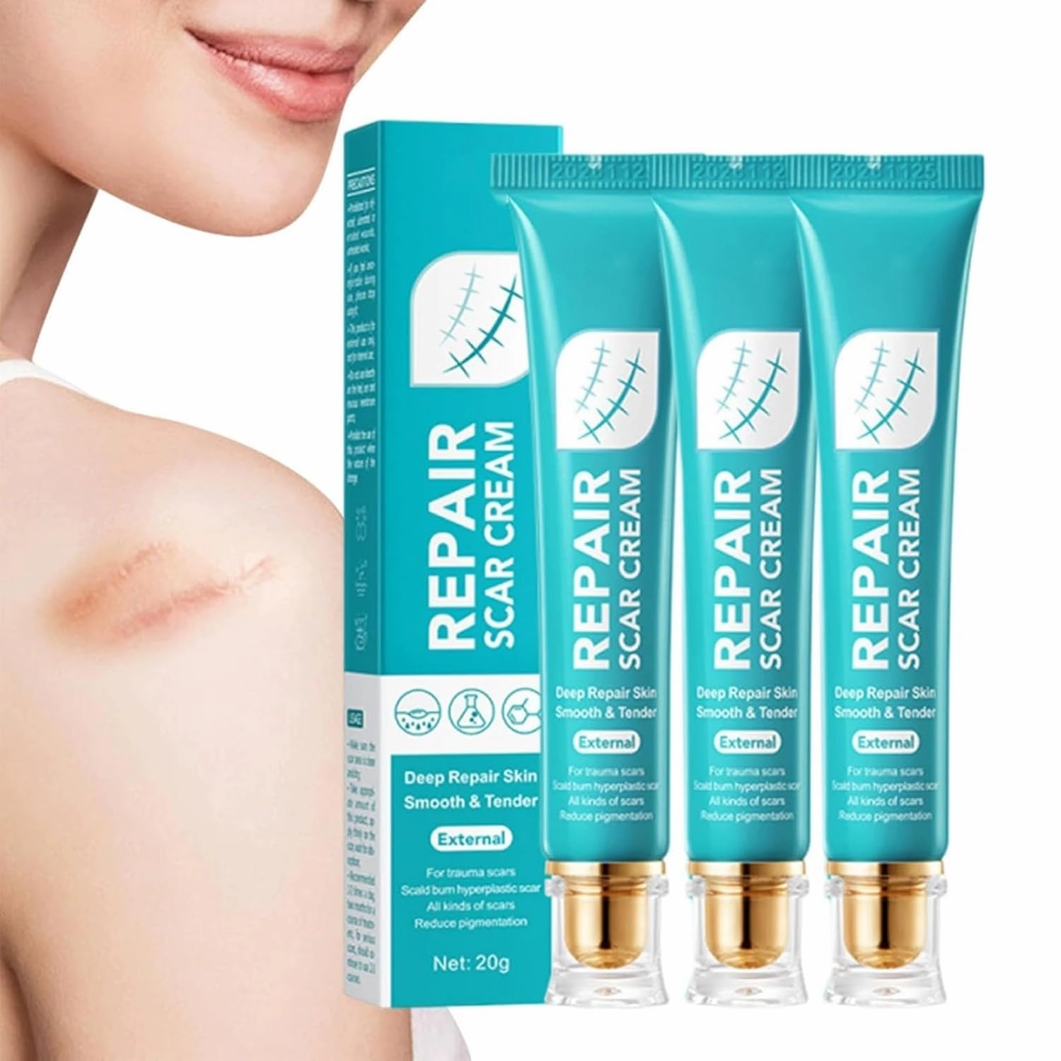 Repair Scar Cream,Body Cream,Advanced Scar Gel Away Gel,Skin Smoothing Firming and Fading,Reduces Appearance of Scars,Stretch Marks, Acne Marks (3PCS)
