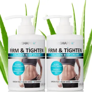 Reshape  Collagen Cream Moisturizer Body Lotion & Face Cream | Dry Skin Rescue Collagen Lotion | Skin Tightening Cream | Skin Firming   Tightening Lotion | Body Skin Care Products, 15 Fl Oz (2-Pack)