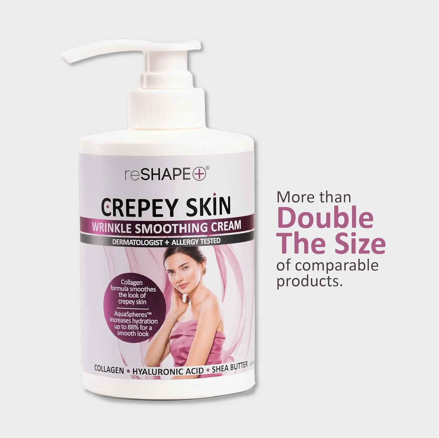 Reshape  Crepey Skin Treatment Cream Wrinkle Smoothing Lotion Anti Aging Skin Care Moisturizer For Face, Arms, Neck, & Body W/Collagen & Hyaluronic Acid To Plump Sagging Skin, 15 Fl Oz (Pack of 2)