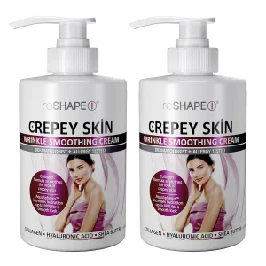 Reshape  Crepey Skin Treatment Cream Wrinkle Smoothing Lotion Anti Aging Skin Care Moisturizer For Face, Arms, Neck, & Body W/Collagen & Hyaluronic Acid To Plump Sagging Skin, 15 Fl Oz (Pack of 2)