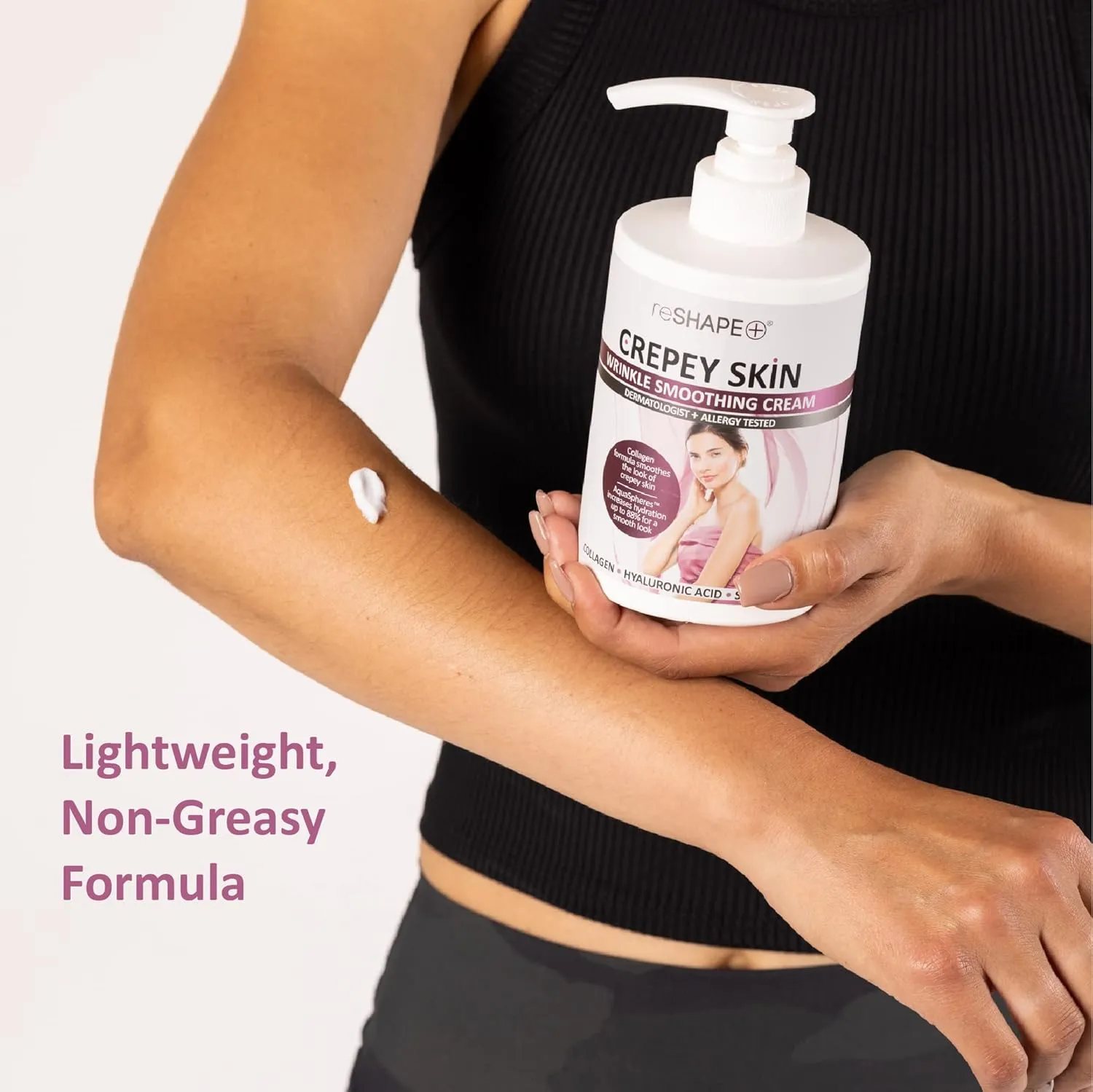 Reshape  Crepey Skin Treatment Cream Wrinkle Smoothing Lotion Anti Aging Skin Care Moisturizer For Face, Arms, Neck, & Body W/Collagen & Hyaluronic Acid To Plump Sagging Skin, 15 Fl Oz (Pack of 2)