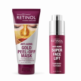 Retinol Gold Peel-Off Mask - Tightens, Lifts, Soothes & Hydrates Skin Super Face Lift - Visibly firms and tightens for a lifted, younger look. Infused, with Vitamins C & E.