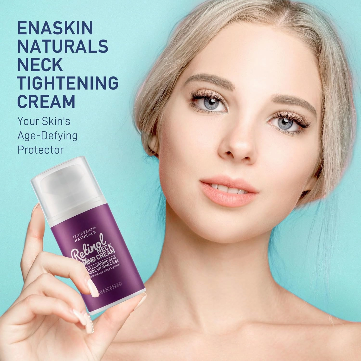 Retinol Neck Firming Cream: Advanced Face Tightening and Lifting Cream with Hyaluronic Acid, Collagen and Vitamin - Tightening Wrinkles, Firming Sagging Skin on Face, Neck, Décolleté - 2.7 Oz