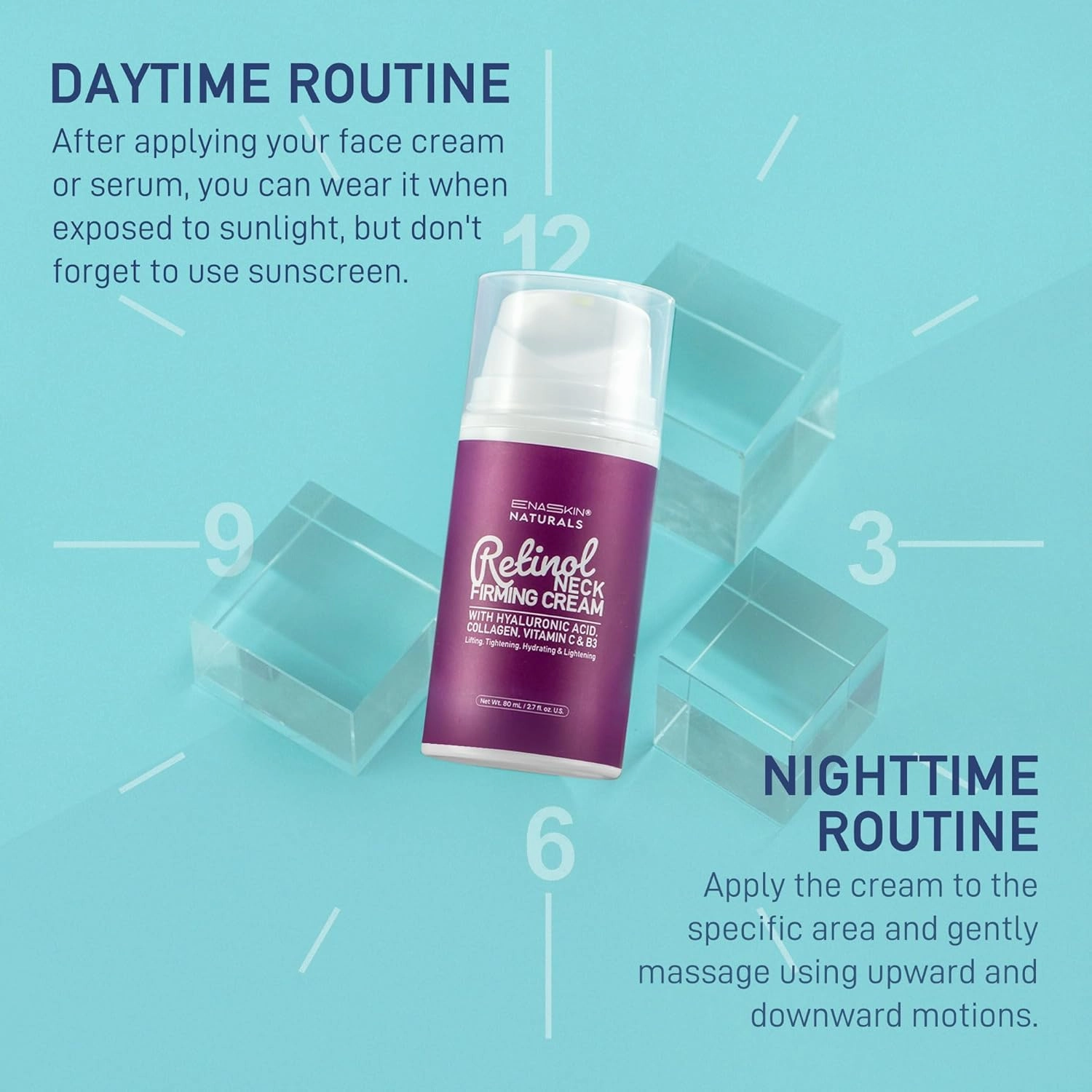 Retinol Neck Firming Cream: Advanced Face Tightening and Lifting Cream with Hyaluronic Acid, Collagen and Vitamin - Tightening Wrinkles, Firming Sagging Skin on Face, Neck, Décolleté - 2.7 Oz