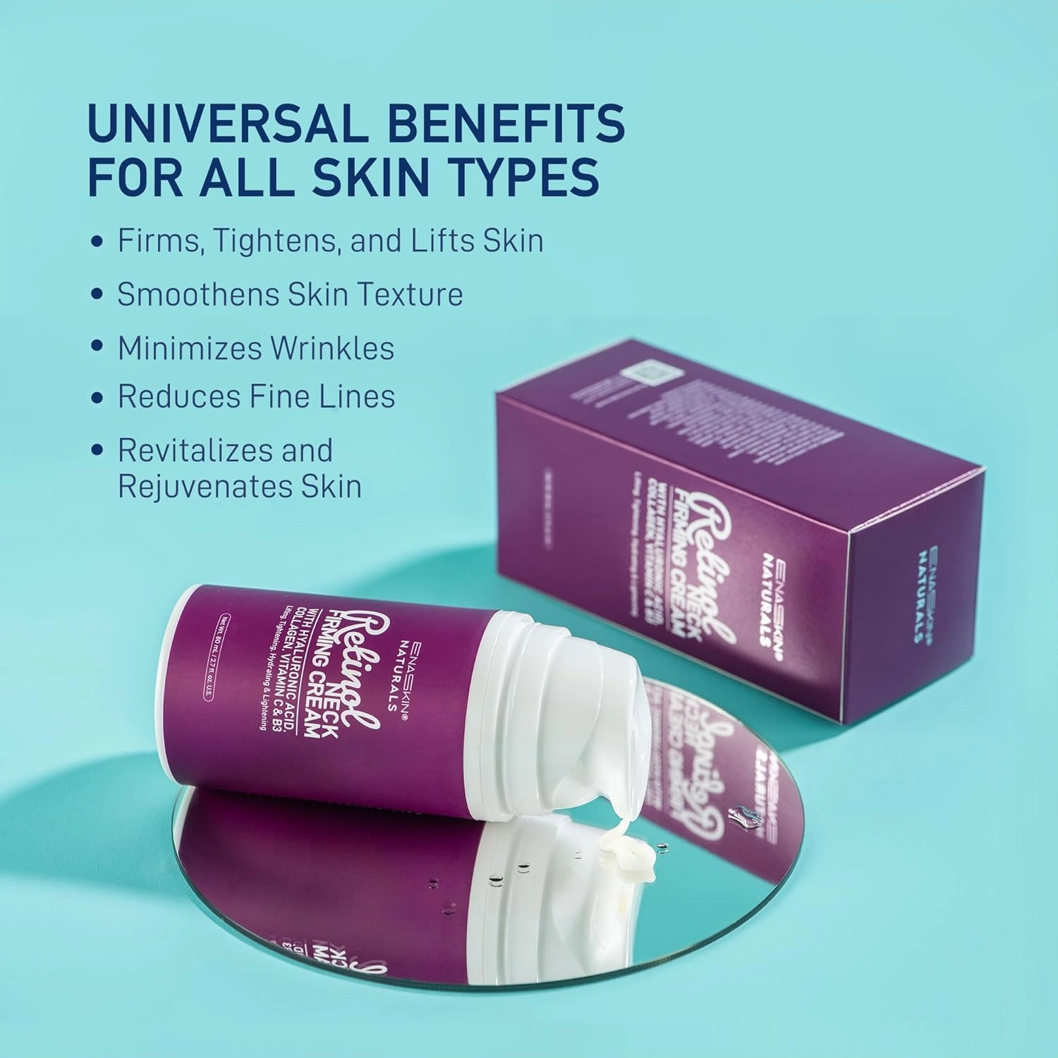 Retinol Neck Firming Cream: Advanced Face Tightening and Lifting Cream with Hyaluronic Acid, Collagen and Vitamin - Tightening Wrinkles, Firming Sagging Skin on Face, Neck, Décolleté - 2.7 Oz