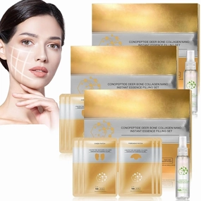 Rightfavour New Instant Skin Essence Collagen Set, Spiral Peptide Deer Bone Collagen Essence Kit, Long-Lasting Moisturizing and Firming(3Sets)