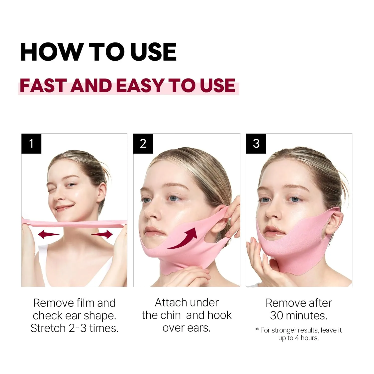 ROUND LAB Camellia Deep Collagen V Lifting Gel Mask 10g/0.35oz * 4EA | face toning belt, collagen v-line mask, improves sagging skin, lifting & firming, double-chin mask, instant cooling & depuffing
