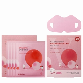 ROUND LAB Camellia Collagen Mask 4ea   Camellia Deep Collagen V Lifting Gel Mask 4ea, Firming&Pore Minimizing, For sensitive skin, Korean Skincare