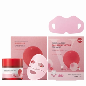 ROUND LAB Camellia Deep Collagen Firming Cream   Camellia Collagen Mask 4ea   Camellia Deep Collagen V Lifting Gel Mask 14ea, Smooth&Firm Skin, Pore Tightening, Korean Skincare