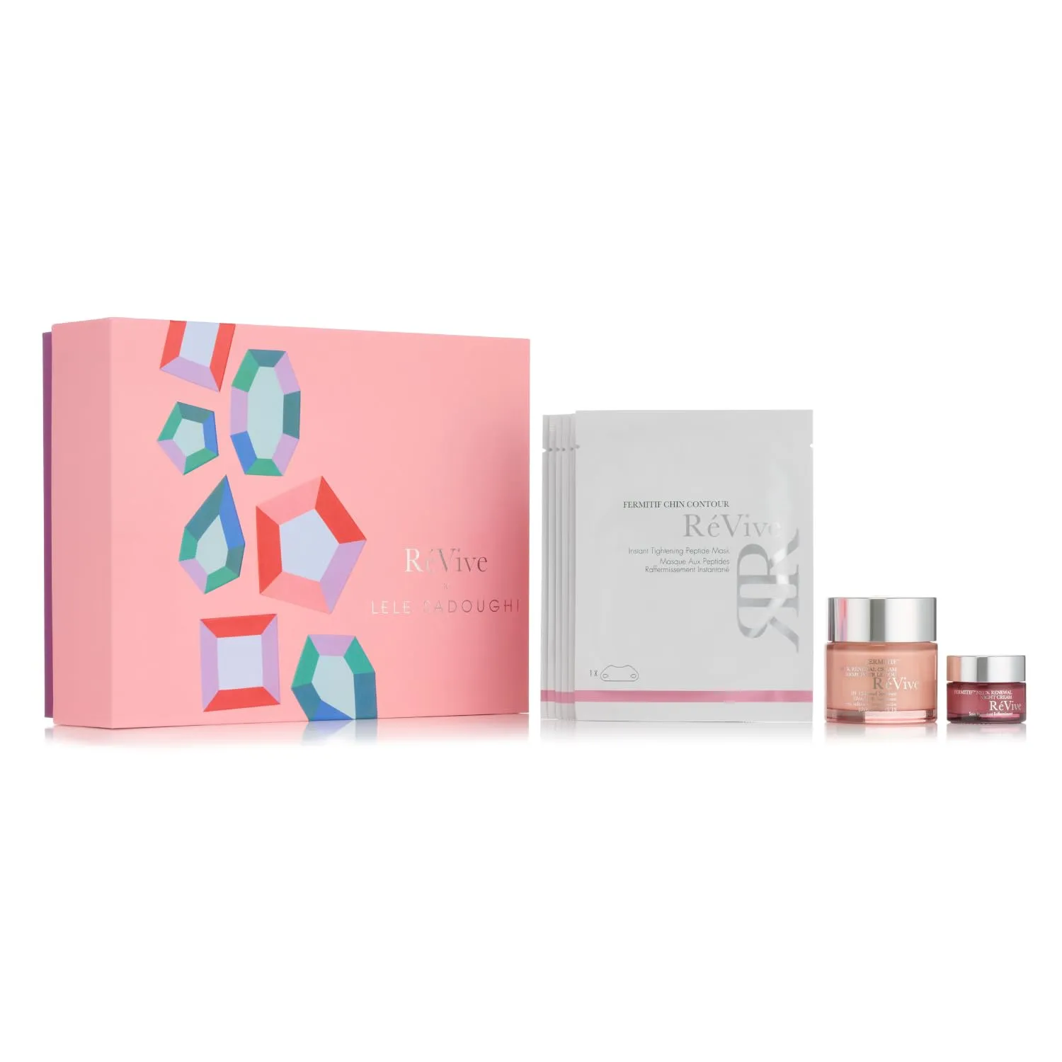 RéVive X Lele Sadoughi Neck Essentials Gift Set - 3-Piece Skin Care Set Includes Fermitif Chin Contour Mask, Neck Firming Nighttime Renewal Cream & Daytime Neck Firming Cream (3 Count)