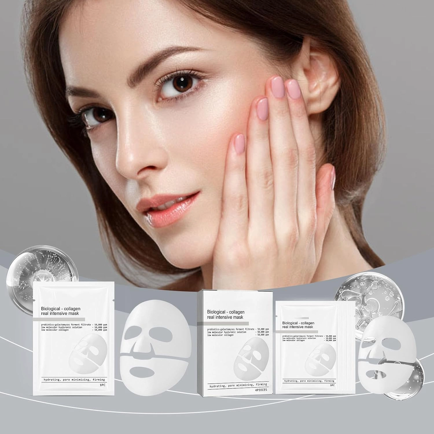 Ryvalia Collagen Mask, Ryvalia Bio Collagen Mask, Bio-Collag-en Facial Sheet, Instant Deep Hydration Mask to Shrink Poresinstant Deep Hydration Ma-sk to Shrink Pores (2Box,8Pcs)