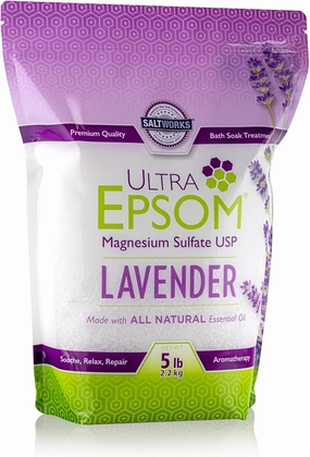 SaltWorks Lavender Ultra Epsom Bath Salt, USP Grade, 5 lb Bag