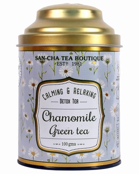 Sancha Tea Boutique, Chamomile Green Tea, Green Teas for Stress & Anxiety, Finest Bed time & Night Time, 100g Loose Leaves, Floral & Vegetal Notes