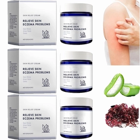 Sea Moss Eczema Cream, Ocean Natural Soothing Cream, Skin Relief Cream Body Care Cream, Hydrating Eczema Cream for Dry Skin, Face Moisturizer for Sensitive Skin-4.23OZ (3Pcs)