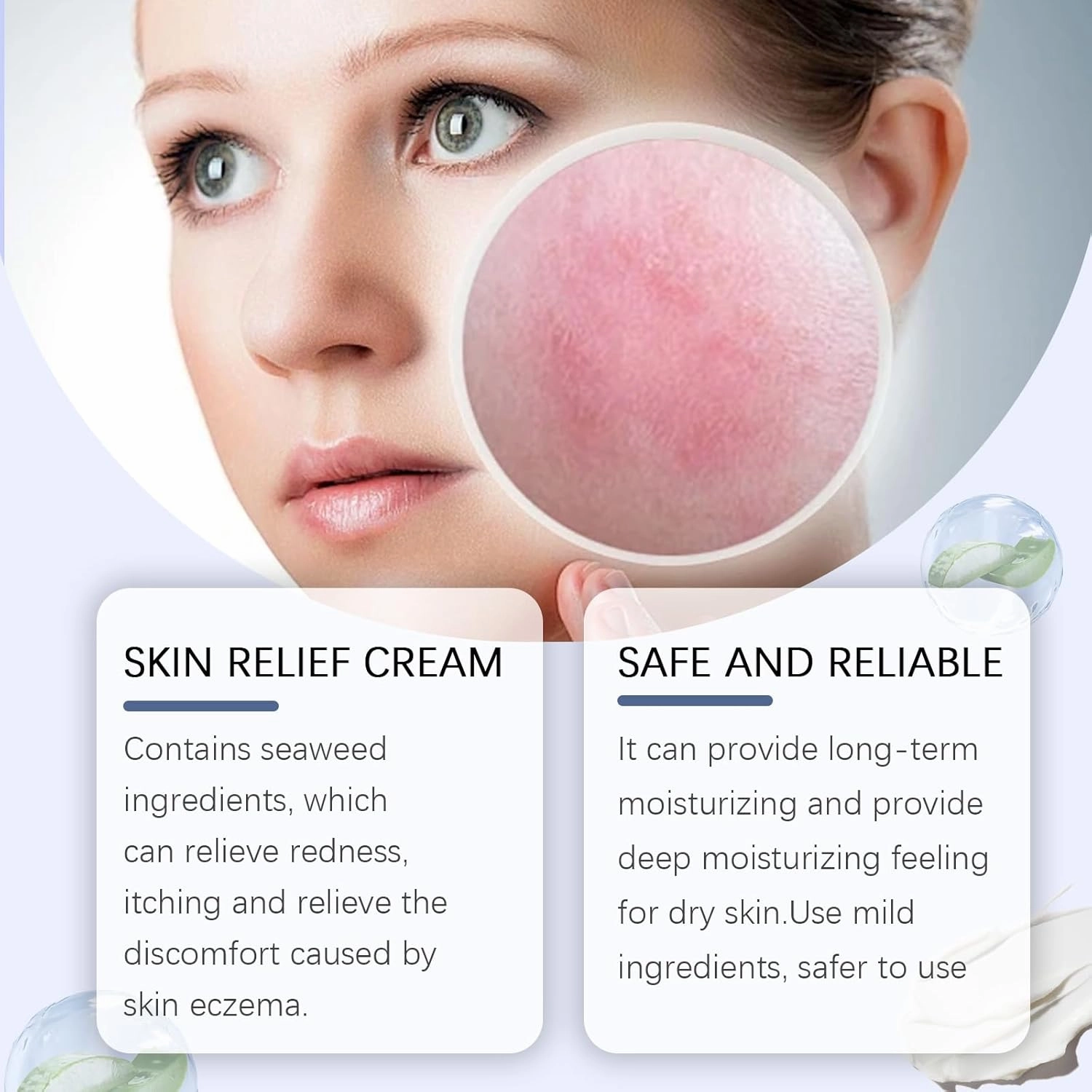 Sea Moss Eczema Cream, Ocean Natural Soothing Cream, Skin Relief Cream Body Care Cream, Hydrating Eczema Cream for Dry Skin, Face Moisturizer for Sensitive Skin-4.23OZ (3Pcs)
