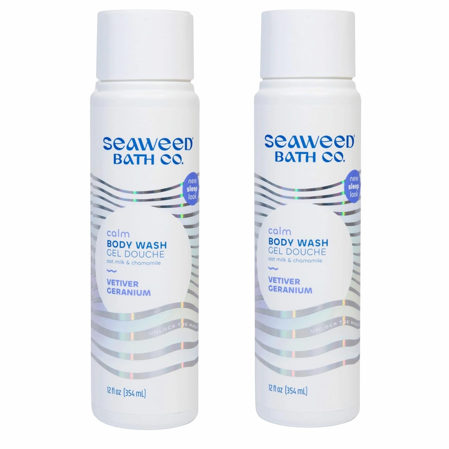 Seaweed Bath Co. Calm Body Wash, Vetiver Geranium Scent, 12 Ounce (Pack of 2), Shower Gel for Men & Women, Vegan, Paraben Free, Sulfate Free, Cruelty Free