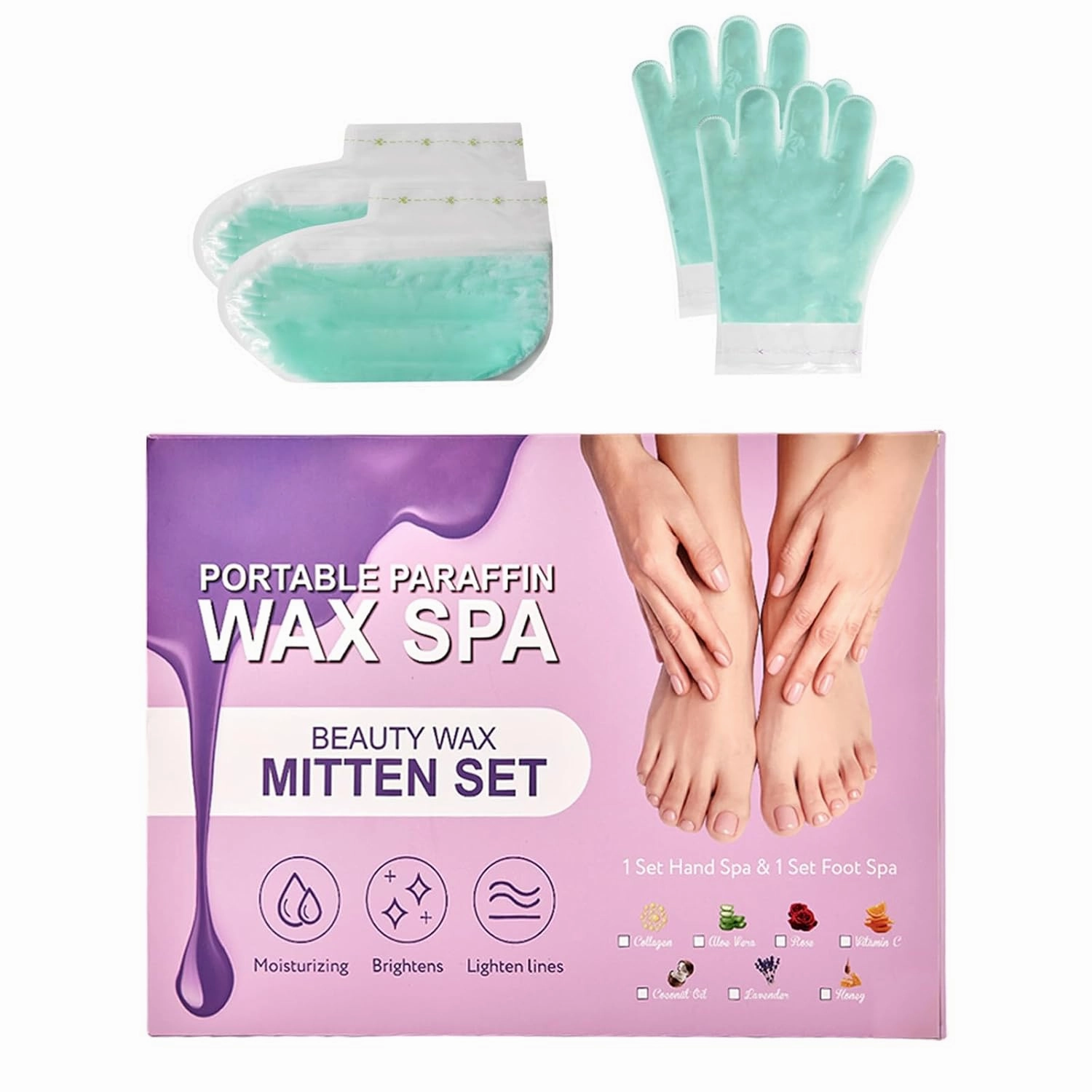 Self Contained Paraffin Wax Gloves,10-Minute Paraffin Hand & Foot Treatments and Booties Set for Intensive Hydration At Home (Aloe Vera)