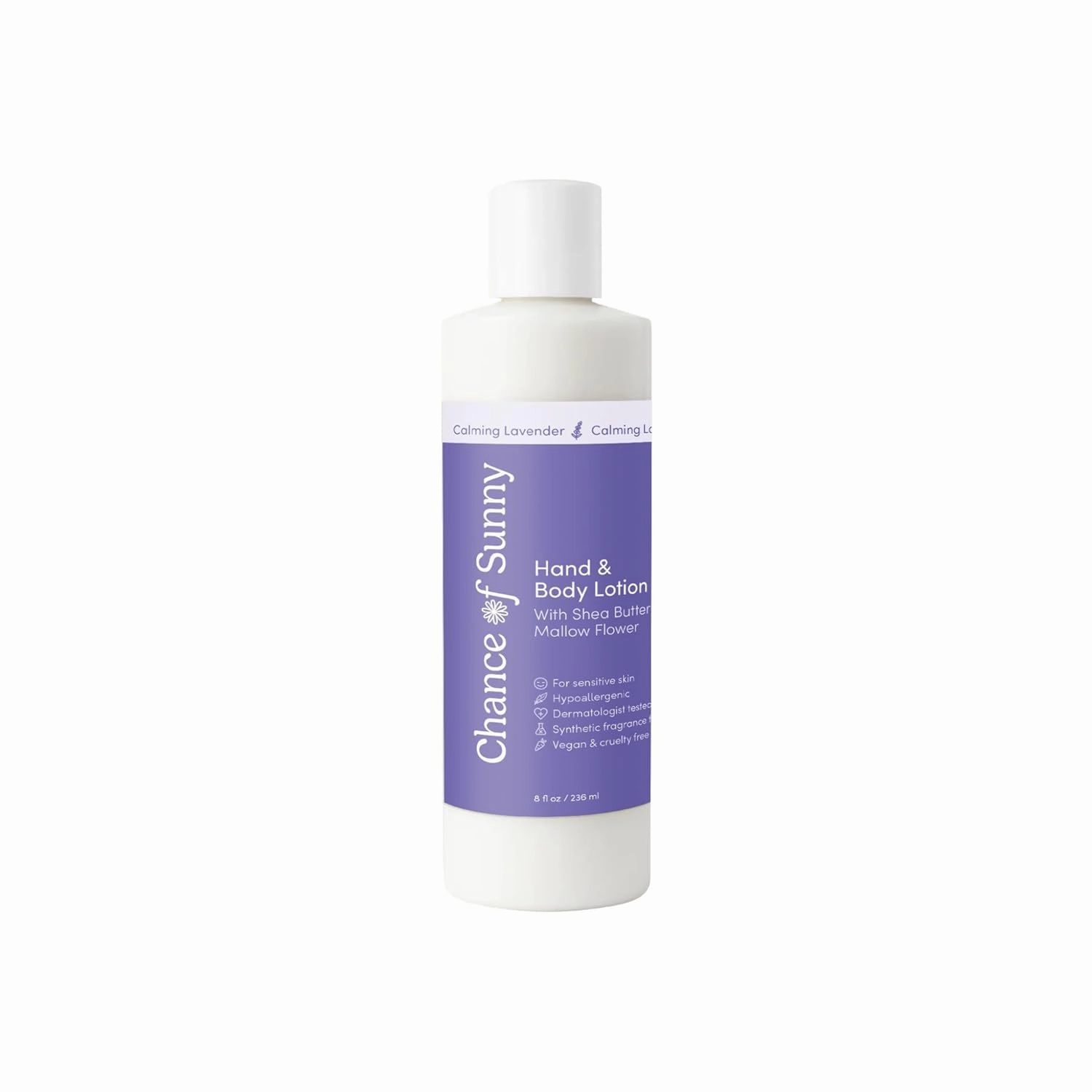 Sensitive Skin Hand & Body Lotion – Calming Lavender with Shea Butter, Hypoallergenic & Derm-Tested | Gentle, Hydrating for Dry & Delicate Skin | Family-Friendly & Vegan (8 oz)