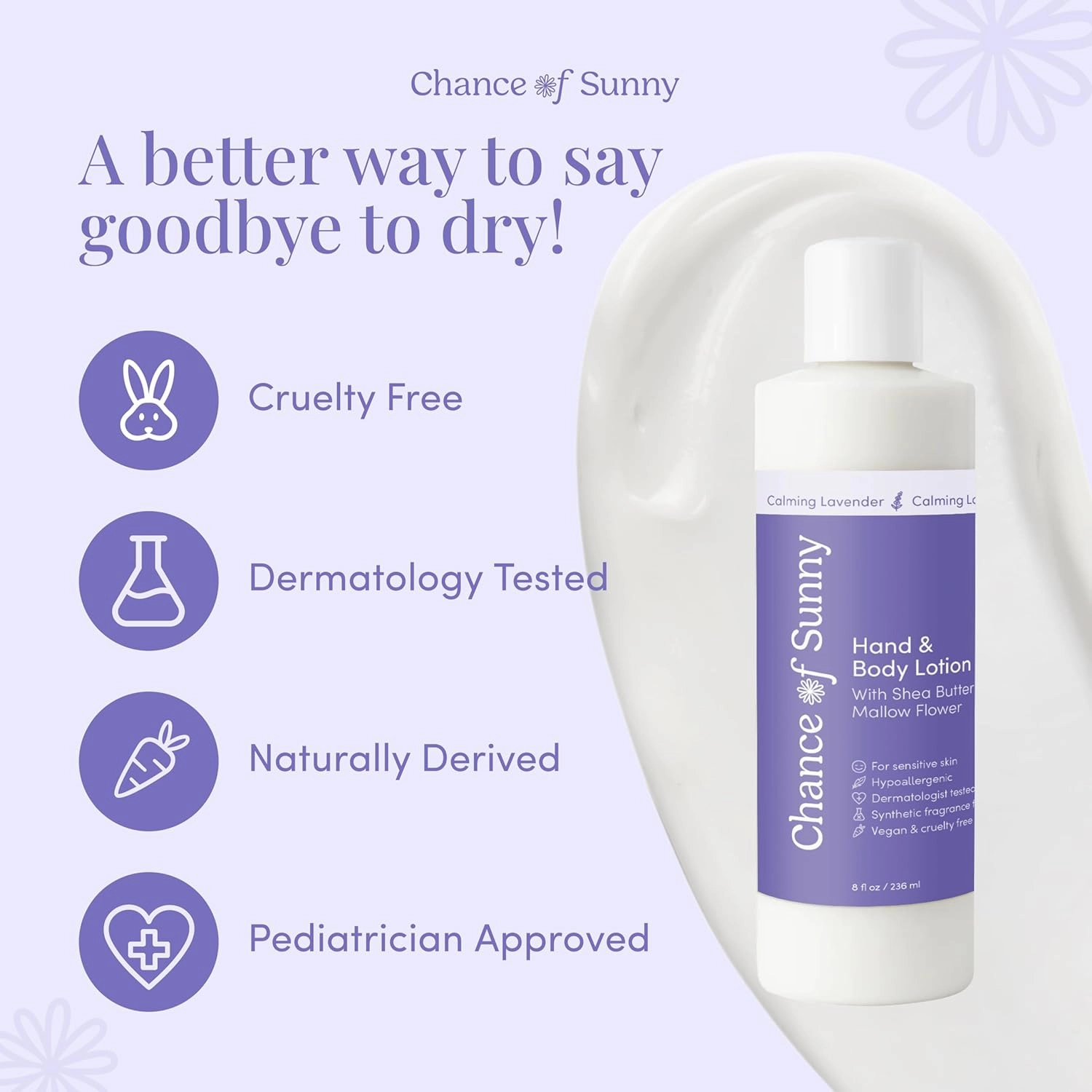 Sensitive Skin Hand & Body Lotion – Calming Lavender with Shea Butter, Hypoallergenic & Derm-Tested | Gentle, Hydrating for Dry & Delicate Skin | Family-Friendly & Vegan (8 oz)