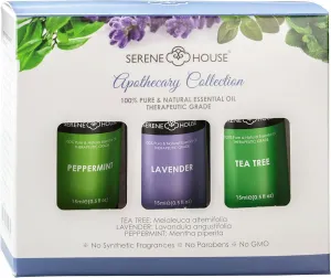 Serene House Apothecary Aromatherapy Essential Oil Collection for Diffusers - Scents to Promote Relaxation and Positivity, 100% Natural, Water Compatible for Home Use - Gift Set of 3, 15ml Bottles