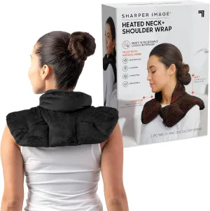 Sharper Image Heated Neck & Shoulder Wrap - Microwavable Warm & Cooling Plush Pad, Scented Aromatherapy (100% Natural Lavender & Herb Spa Blend), Pain Tension Headache Relief Therapy, Gift for Women