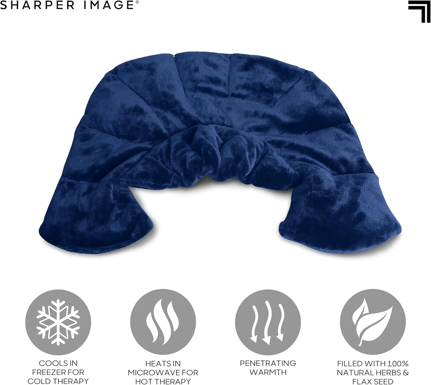 Sharper Image Heated Neck & Shoulder Wrap - Microwavable Warm & Cooling Plush Pad, Scented Aromatherapy (100% Natural Lavender & Herb Spa Blend), Pain Tension Headache Relief Therapy, Gift for Women