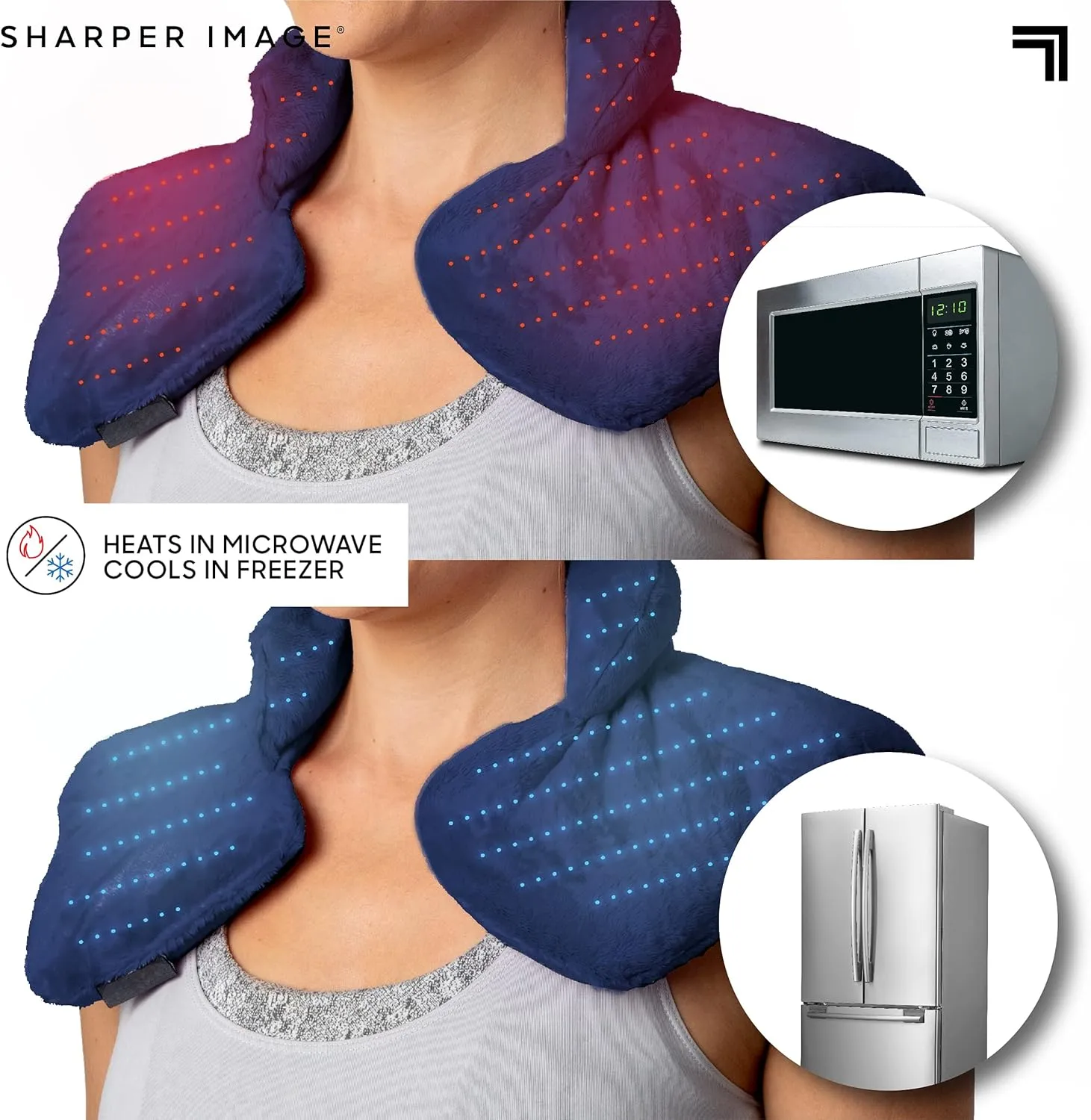 Sharper Image Heated Neck & Shoulder Wrap - Microwavable Warm & Cooling Plush Pad, Scented Aromatherapy (100% Natural Lavender & Herb Spa Blend), Pain Tension Headache Relief Therapy, Gift for Women