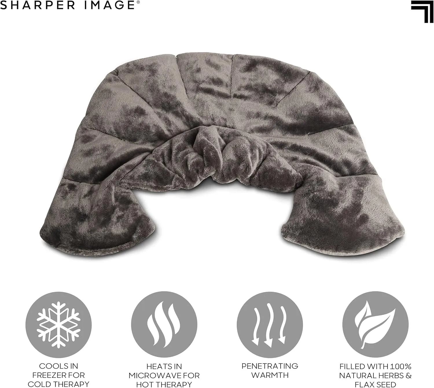 Sharper Image Heated Neck & Shoulder Wrap - Microwavable Warm & Cooling Plush Pad, Scented Aromatherapy (100% Natural Lavender & Herb Spa Blend), Pain Tension Headache Relief Therapy, Gift for Women