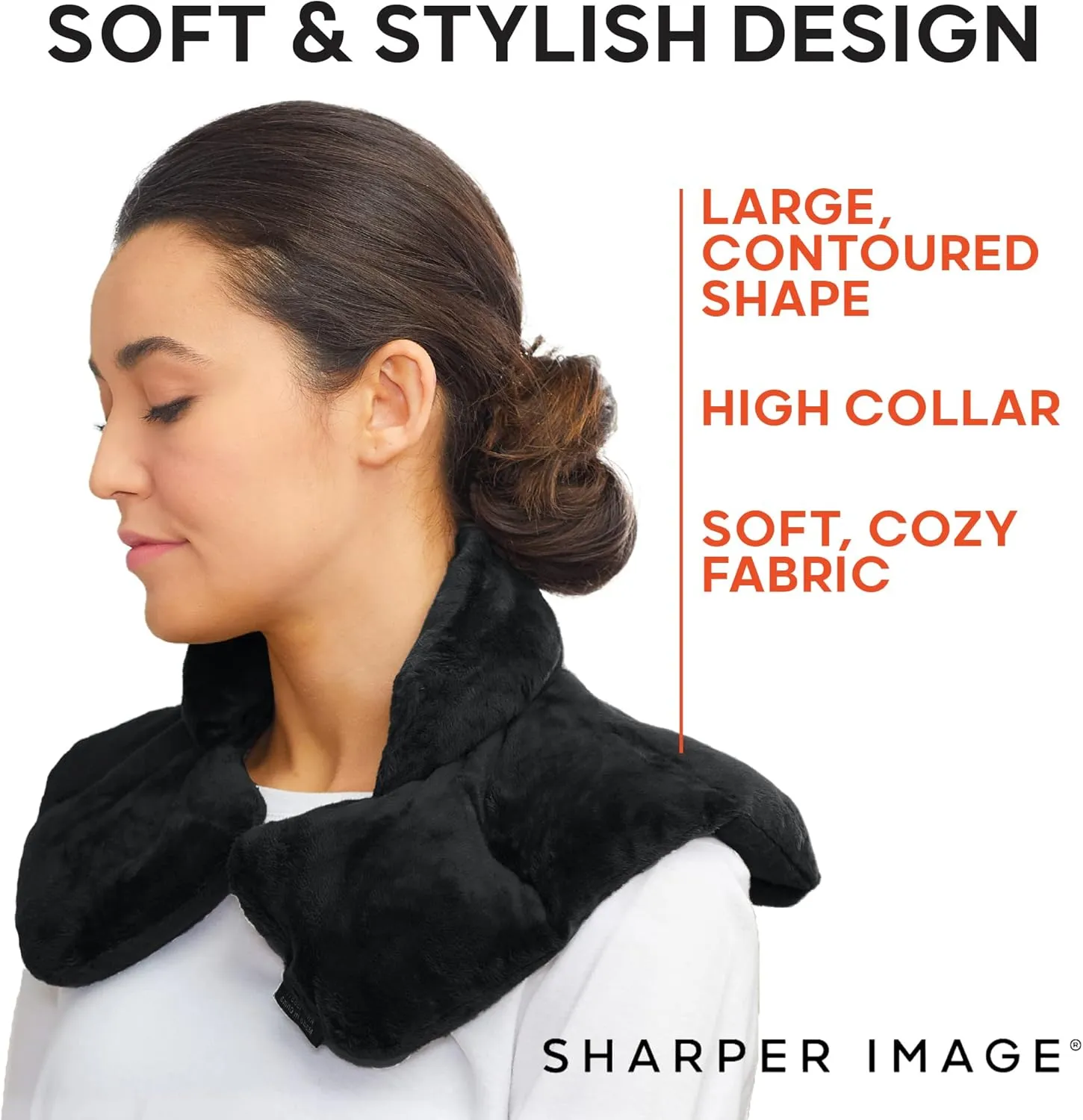 Sharper Image Heated Neck & Shoulder Wrap - Microwavable Warm & Cooling Plush Pad, Scented Aromatherapy (100% Natural Lavender & Herb Spa Blend), Pain Tension Headache Relief Therapy, Gift for Women