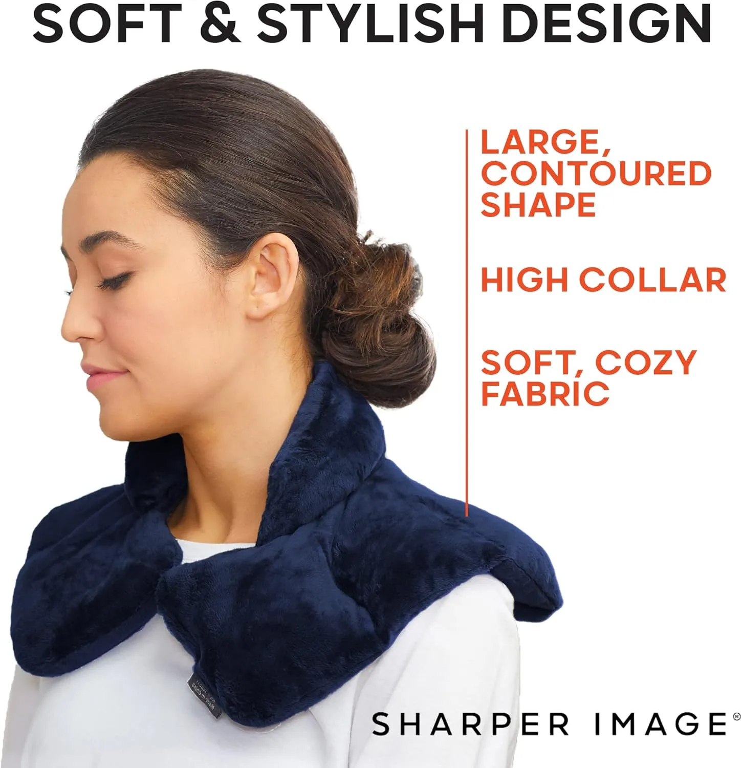 Sharper Image Heated Neck & Shoulder Wrap - Microwavable Warm & Cooling Plush Pad, Scented Aromatherapy (100% Natural Lavender & Herb Spa Blend), Pain Tension Headache Relief Therapy, Gift for Women