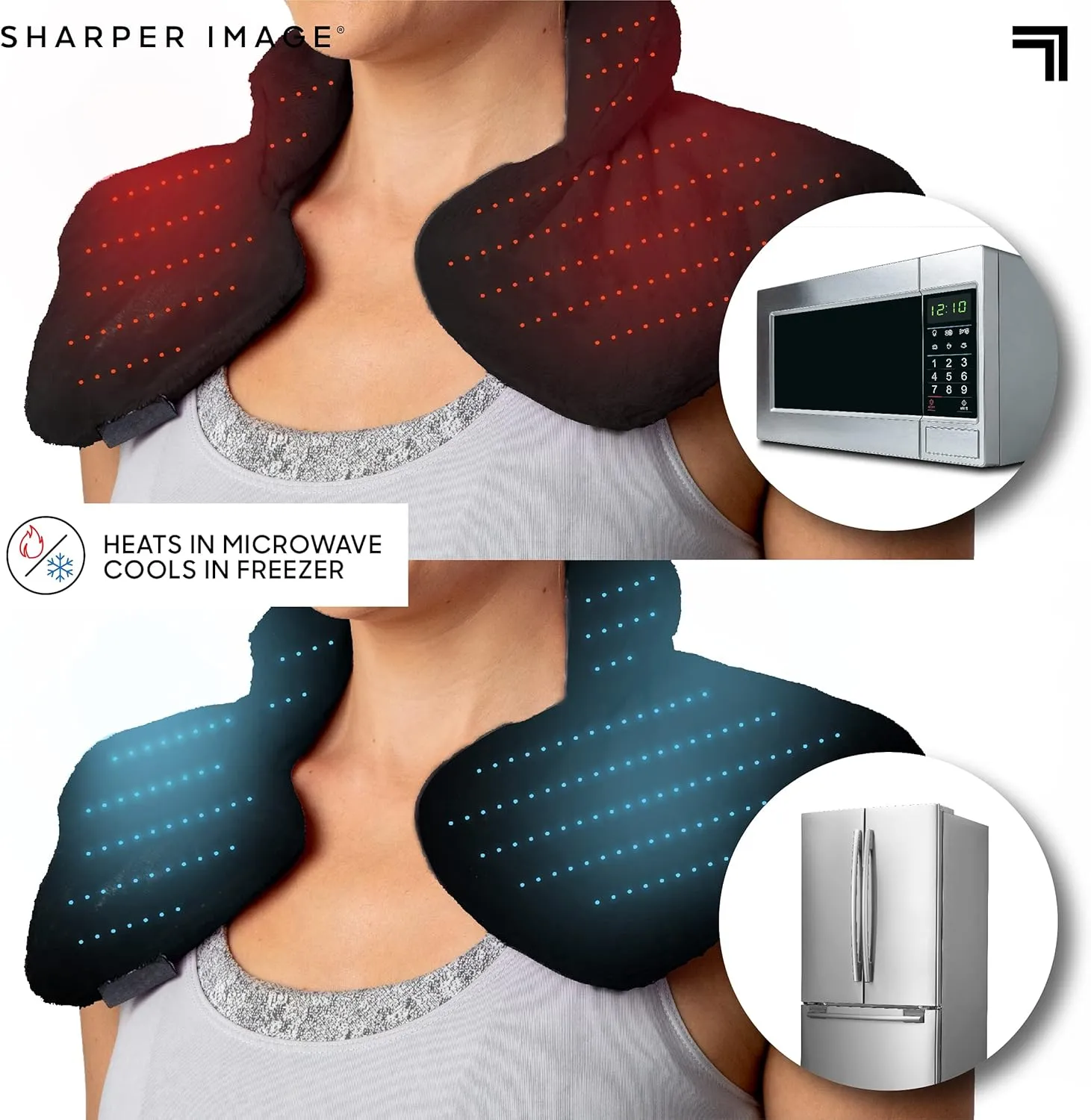 Sharper Image Heated Neck & Shoulder Wrap - Microwavable Warm & Cooling Plush Pad, Scented Aromatherapy (100% Natural Lavender & Herb Spa Blend), Pain Tension Headache Relief Therapy, Gift for Women
