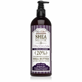 Shea Terra Organics Nilotik’ Shea Butter Ultra-Rich Lotion – S. African Lavender | Natural Daily Moisturizer that Offers Stress Relief & Skin Cell Rejuvenation with Antioxidants to Protect Skin– 16 oz