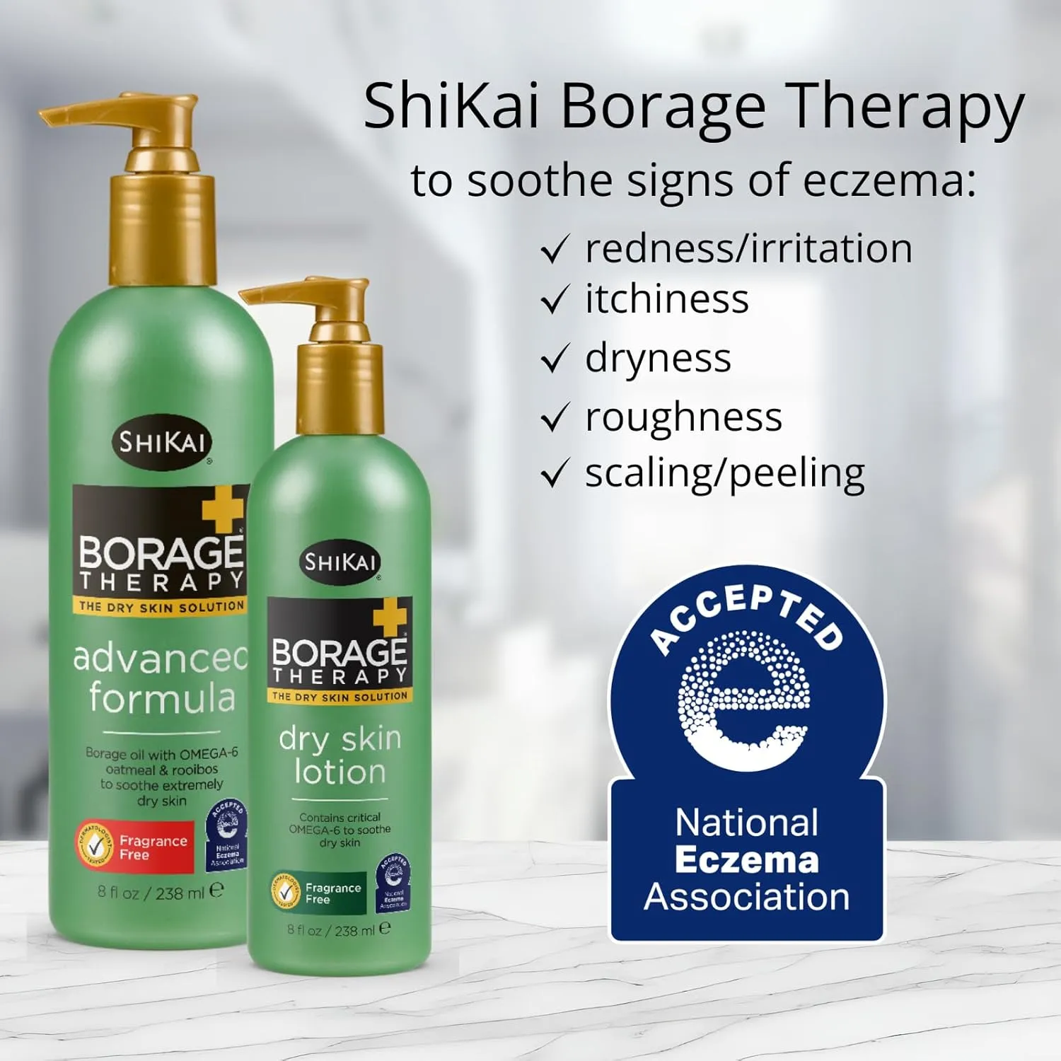 ShiKai Borage Therapy Dry Skin Lotion Moisturizer (16oz, Pack of 2) Unscented Skincare | Hydrating Lotion for Eczema, Dry Hands & Body | With Oatmeal, Shea